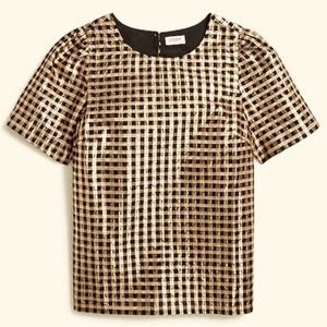 J Crew Gold Puff Sleeve Blouse